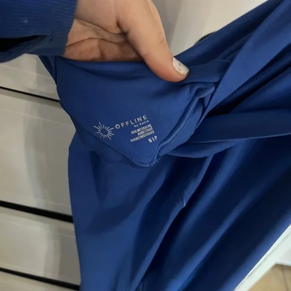 OFFLINE By Aerie Real Me High Waisted Crossover Flare Leggings Blue S - Picture 5 of 6